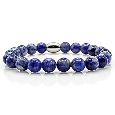 Sodalith Armband Bracelet Perlenarmband Damen Herren blau 8mm Edelstahl Perlen