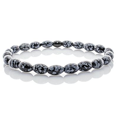 Obsidian Armband Bracelet Perlenarmband Snowflake Damen Herren Edelstahl 6mm