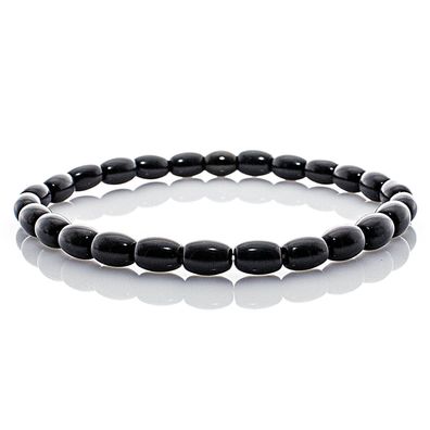 Obsidian Armband Bracelet Perlenarmband Damen Herren schwarz 6mm Edelstahl