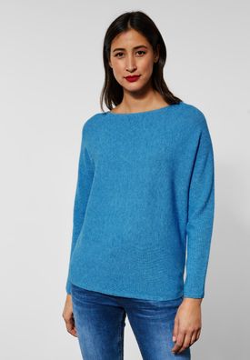 Street One - Pullover mit Dolmanärmeln in Alpine Blue Melange