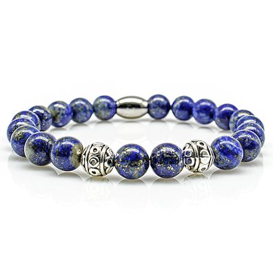 Lapislazuli Armband Bracelet Perlenarmband Beads Kugel silber blau 8mm Edelstahl