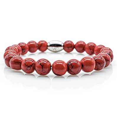 Türkis Armband Bracelet Perlenarmband Damen Herren Rot 8mm Edelstahl Perle