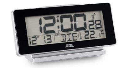 ADE CK1703-2 Funk-Wecker digital Funkuhr schwarz Tischuhr Wecker Datum