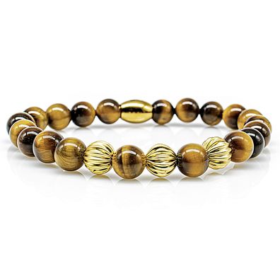 Tigerauge Armband Bracelet Perlenarmband Beads Kugel 24k vergoldet 8mm Klasse A+