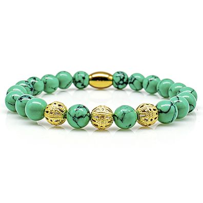 Türkis Armband Bracelet Perlenarmband Beads Kugel 24k vergoldet silber grün 8mm