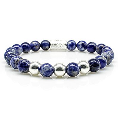 Sodalith 925 Sterling Silber Armband Bracelet Perlenarmband Beads Kugel blau 8mm
