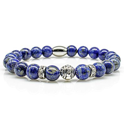 Lapislazuli Armband Bracelet Perlenarmband Beads Kugel blau 8mm Edelstahl