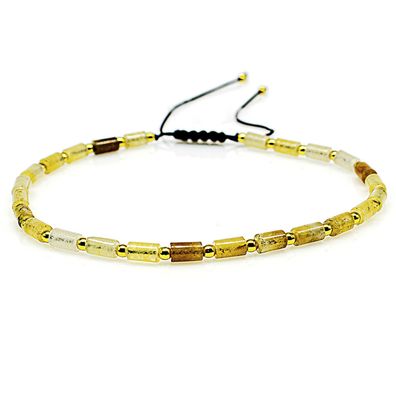 Gelber Topaz Armband Bracelet Perlenarmband Perlen 3x5mm 2mm Kugel 16k vergoldet