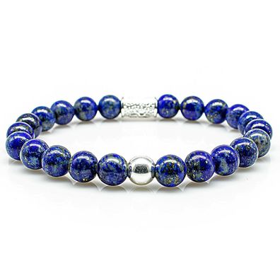 Lapislazuli 925 Sterling Silber / Gold Armband Bracelet Perlenarmband Beads blau 8 mm