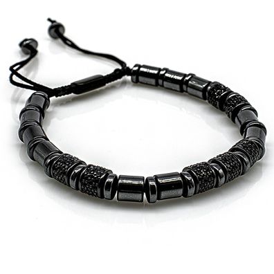 Hämatit Armband Bracelet Perlenarmband Luxury Beads CZ Black Stone Damen Herren