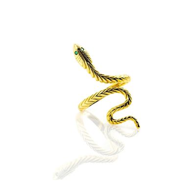Schlangenring Snake Ring 925 Sterling Silber 18k Gold vergoldet Ringe Zirkon