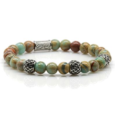 Serpentin Armband Bracelet Perlenarmband Beads silber 8mm Edelstahl Space Perlen