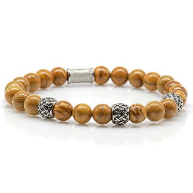 Naturholz-Spitze Armband Bracelet Perlenarmband Steinperlen Edelstahl Perlen 8mm