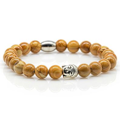 Naturholz-Spitze Armband Bracelet Perlenarmband Buddha Steinperlen Edelstahl 8mm