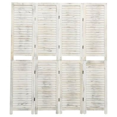 4-tlg. Raumteiler Antik-Weiß 140x165 cm Holz