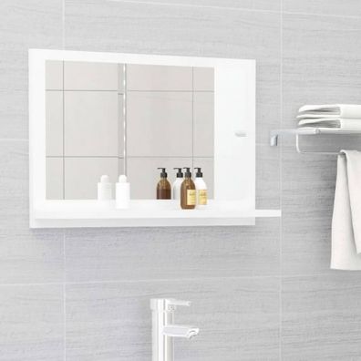 Badspiegel Hochglanz-Weiß 60x10,5x37 cm Holzwerkstoff