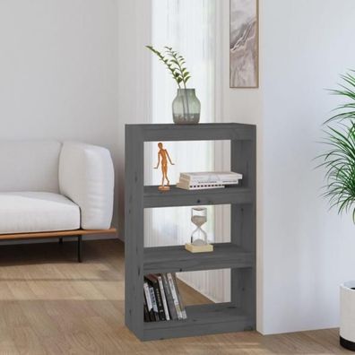 Bücherregal/ Raumteiler Grau 60x30x103,5 cm Massivholz Kiefer