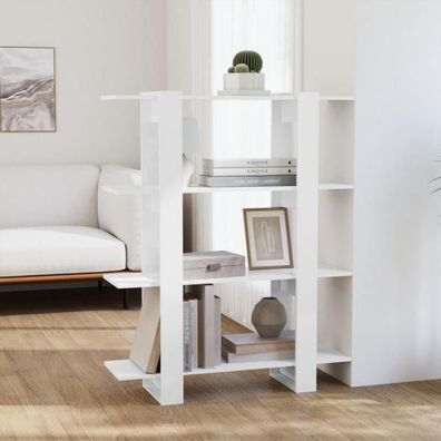 Bücherregal/ Raumteiler Hochglanz-Weiß 100x30x123,5 cm