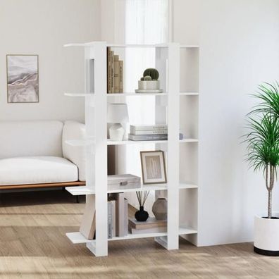 Bücherregal/ Raumteiler Hochglanz-Weiß 100x30x160 cm
