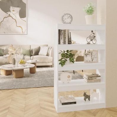 Bücherregal/ Raumteiler Hochglanz-Weiß 80x30x135cm Holzwerkstoff