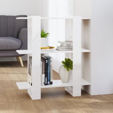 Bücherregal/ Raumteiler Hochglanz-Weiß 80x30x87 cm