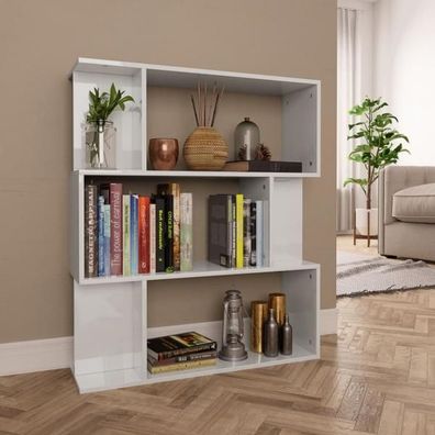 Bücherregal/ Raumteiler Hochglanz-Weiß 80x24x96 cm