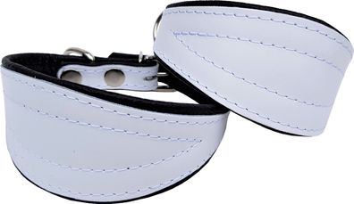 Windhund - Galgo - Podenco Halsband, Halsumfang 21-25cm, LEDER, °Weiß-Schwarz°