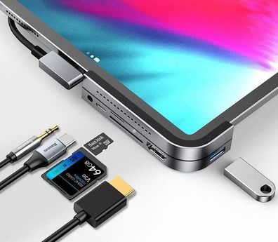 USB 3.0, HDMI-Hub für iPad Pro Typ-C-Docking, Station Multi 6-USB-Anschlüsse