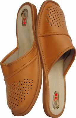 Hausschuhe Latschen Bequeme Gr.46* Echt LEDER Beige - Natur * 11