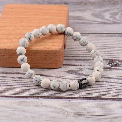 Pulsera Hombre Zylinder, Hämatit Armbänder, klassische Natursteinperlen