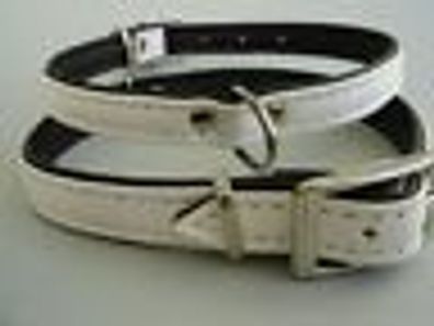 Halsband - Hundehalsband, Halsumfang 29-36cm/15mm, EKO-Leder, Weiss/ Schwarz