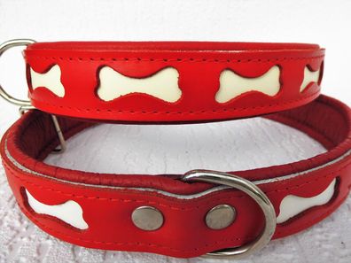 Halsband - Hundehalsband, Halsumfang 39-48cm/20mm, echt LEDER-sehr weich, Neu