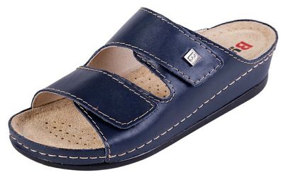 Komfort Schuhe - Sandalen Clog Gr.40 Glattleder BLAU - Klettverschluss