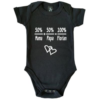 Baby-Body Babybody Bodie Formel 50% Mama 50% Papa MIT Wunschname Strampler Einteiler