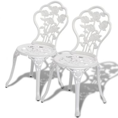 Bistro-Stühle 2 Stk. Aluminiumguss Weiß
