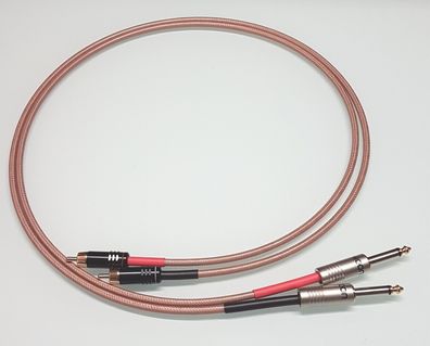 RG 142 / HighEnd Adapterkabel / RCA zu Klinke 6,3mm / Cu-Massivleiter versilbert
