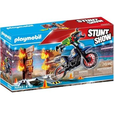 Playmobil Stuntshow Motorrad mit Feuerwand