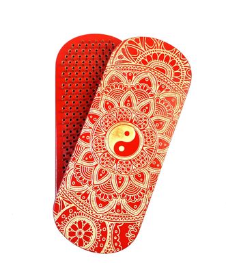 Sadhu Nagelbrett Mandala Yin Yang Rot Yoga 10 mm Birkenholz ballistische Nägel