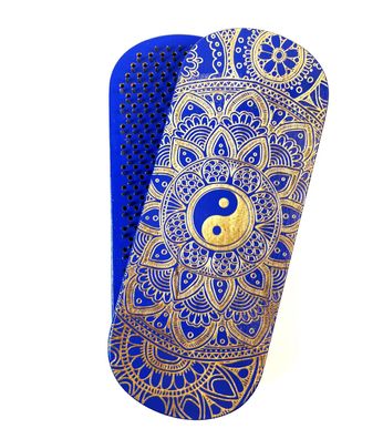 Sadhu Nagelbrett Mandala Yin Yang Ultramarin Yoga 10 mm Birkenholz ballistische Nägel