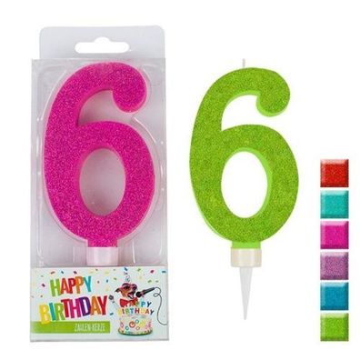 Trendhaus Birthday Fun Zahlen Kerze Glitzer Maxi 6