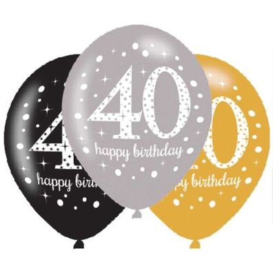 Amscan Luftballon - Sparkling Birthday 40 Jahre 6 Stück