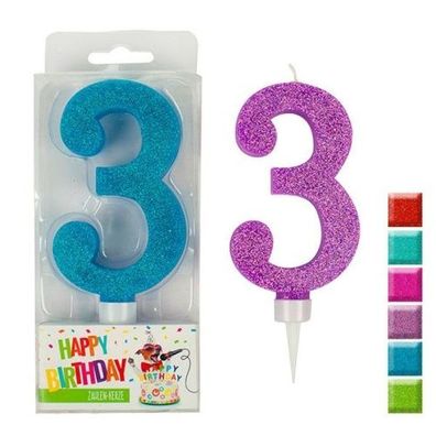 Trendhaus Birthday Fun Zahlen Kerze Glitzer Maxi 3