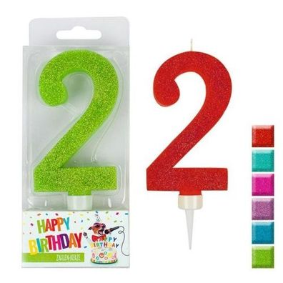 Trendhaus Birthday Fun Zahlen Kerze Glitzer Maxi 2