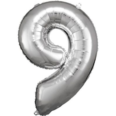 Amscan Folienballon - Zahl 9 silber