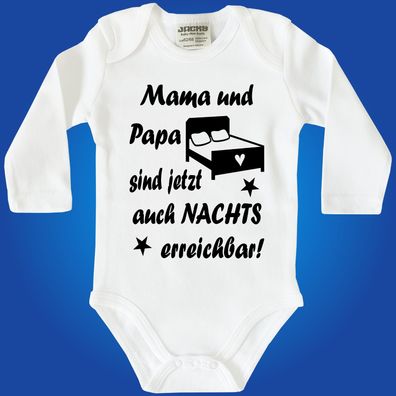 Lustiger Baby-Body Witziger Bodie - Mama und Papa sind jetzt auch NACHTS erreichbar