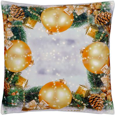 Kissenhülle Weihnachten 40x40 cm Weihnachtsschmuck Gold Kissenbezug Dekokissen