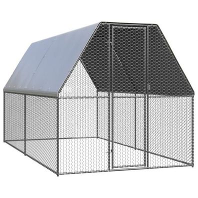 Outdoor-Hühnerkäfig 2x4x2 m Verzinkter Stahl