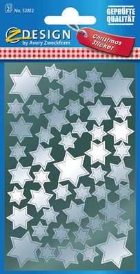 AVERY Zweckform 52812 Aufkleber Weihnachten 96 silberne Sterne (Weihnachtssticker ...