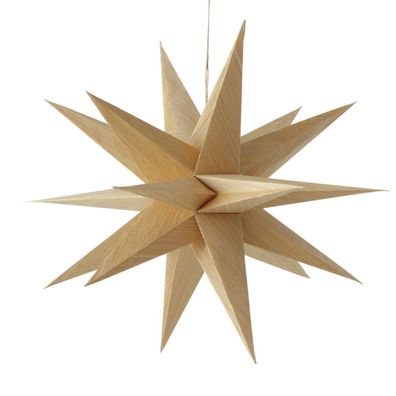 Papier Weihnachts Stern in Holz Optik - 40 cm - Advent Fenster 3D Deko Hänger