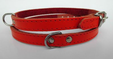 Halsband - Hundehalsband, Halsumfang 31,5-36cm/12mm, LEDER + Rot